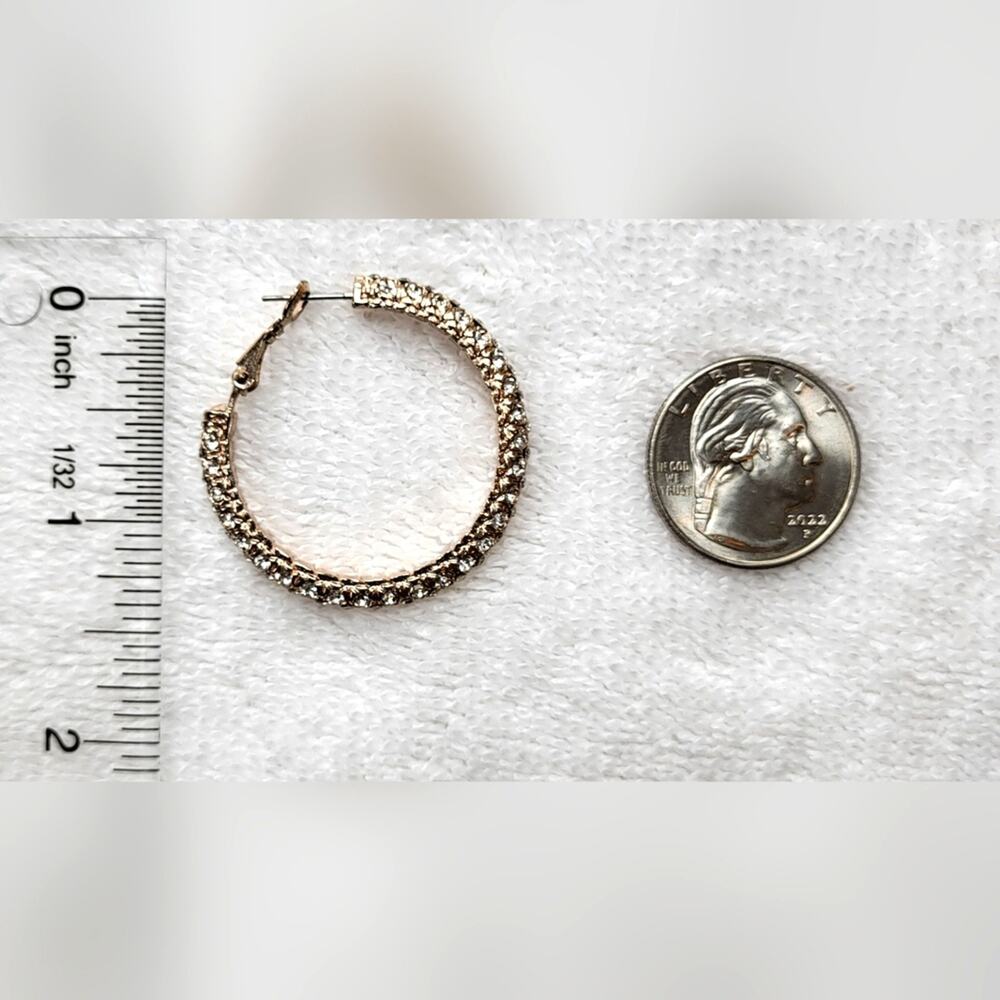 Rhinestone Rose Gold Hoops – Elegant & Glamorous Earrings - Picture 7 of 8